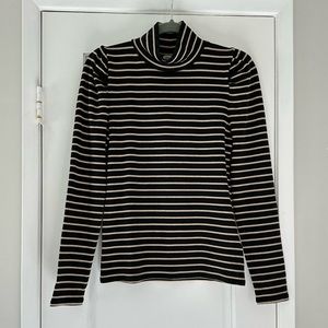 J. Crew Black & Gold Striped Mockneck
